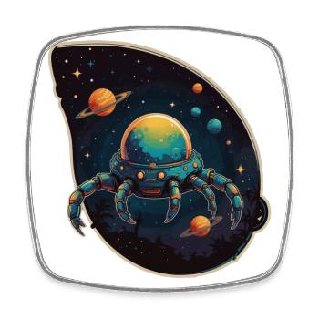 Vaisseau spatial crabe dans l’espace avec des planètes - Magnet carré - blanc - Devant