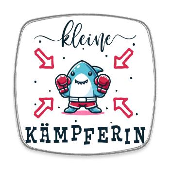 Kleine Kämpferin - Boxender Hai - Mut machen - Viereckiger Kühlschrankmagnet - Weiß - Vorne