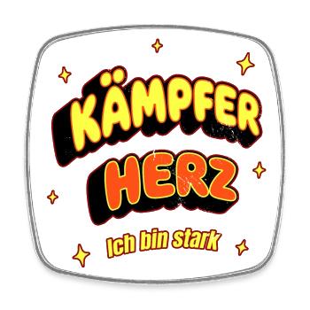 Kämpferherz - Ich bin stark - Mut machen - Viereckiger Kühlschrankmagnet - Weiß - Vorne