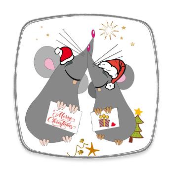Noël Joyeux Noël Souris - Magnet carré - blanc - Devant