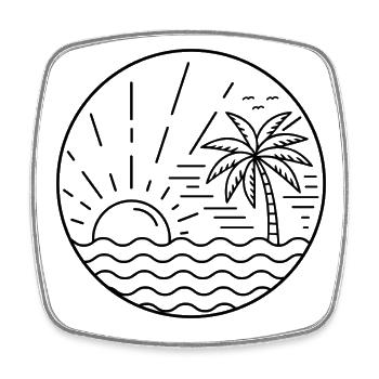 Sunset Circle - Viereckiger Kühlschrankmagnet - Weiß - Vorne