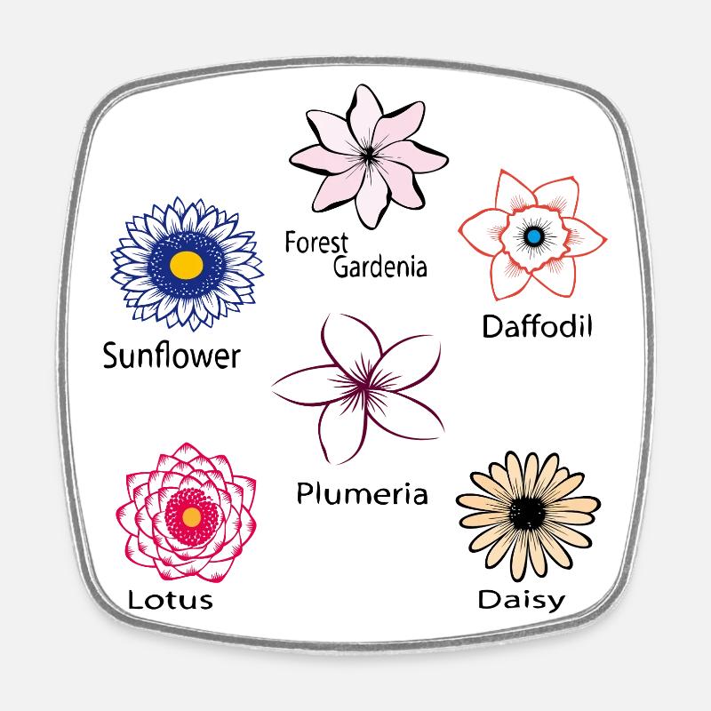Blumenarten - Viereckiger Kühlschrankmagnet - Weiß
