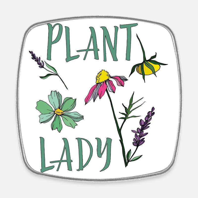 Dame des plantes - Magnet carré - blanc