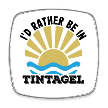 Tintagel - Cornwall - Ich wäre lieber in Tintagel - Viereckiger Kühlschrankmagnet - Weiß - Vorne