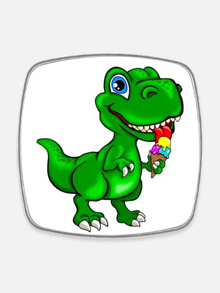 Dino mit Eis -Dinosaurier mit Eis - Viereckiger Kühlschrankmagnet - Weiß
