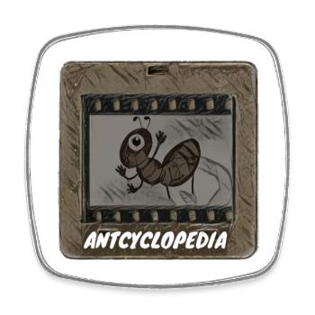 Eine einäugige Ameise auf einem Dia. Antcyclopedia - Viereckiger Kühlschrankmagnet - Weiß - Vorne