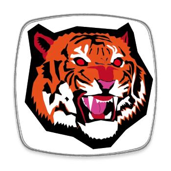 Tête de tigre - Magnet carré - blanc - Devant