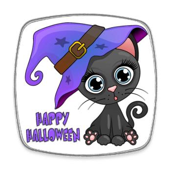 Adorable chaton d'Halloween - Magnet carré - blanc - Devant