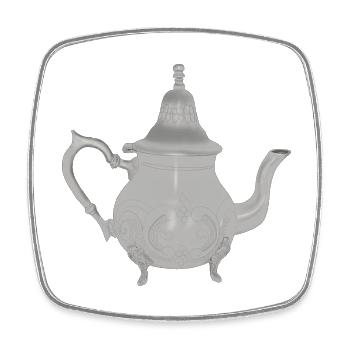 Théière Marocaine - Théière Atay - Berrad Atay - T - Magnet carré - blanc - Devant