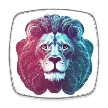 Tête de lion de lion au néon coloré futuriste - Magnet carré - blanc - Devant