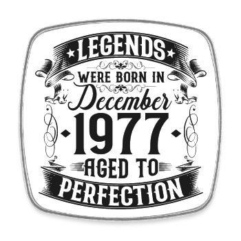 December born 1977 Vintage birthday - Square fridge magnet - white - Front