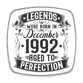 December born 1992 Vintage birthday - Square fridge magnet - white - Front