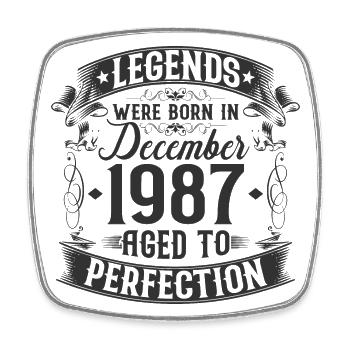 December vintage born in 1987 vintage birthday - Square fridge magnet - white - Front