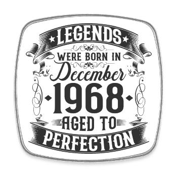 December born 1968 Vintage birthday - Square fridge magnet - white - Front