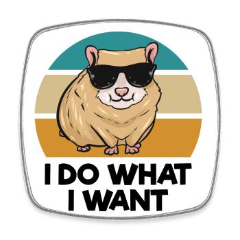 Hamster - Viereckiger Kühlschrankmagnet - Weiß - Vorne