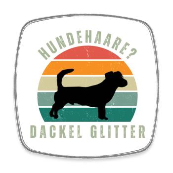 Rauhaardackel Glitter Retro Sunset - Viereckiger Kühlschrankmagnet - Weiß - Vorne