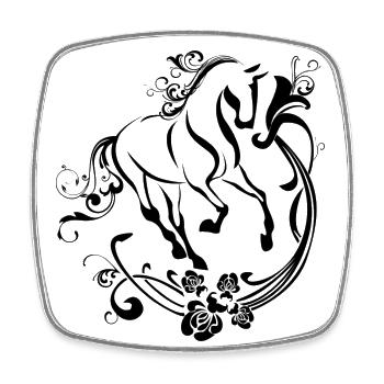 Eleganter Schwarzweiß-Pferd-Entwurf - Viereckiger Kühlschrankmagnet - Weiß - Vorne