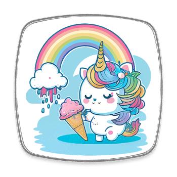 Rainbow unicorn for children - colorful and cheerful - Square fridge magnet - white - Front