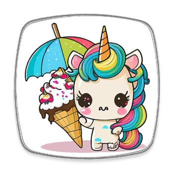 Sweet Dreams: A Unicorn - Square fridge magnet - white - Front