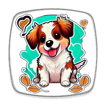 Cute dog: love at first bite - Square fridge magnet - white - Front