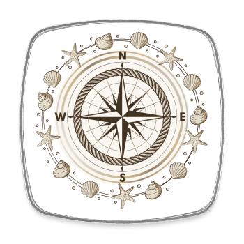 Compass Maritime Shells Travel - Square fridge magnet - white - Front