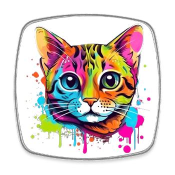 Streetstyle Katze Graffiti Kunst Streetart - Viereckiger Kühlschrankmagnet - Weiß - Vorne