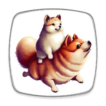Shiba Inu Hund auf Rücken - Viereckiger Kühlschrankmagnet - Weiß - Vorne
