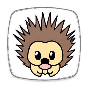 Tousled kawaii hedgehog - Square fridge magnet - white - Front