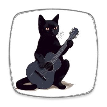 Musicien Black Cat Guitariste Bombay Cats - Magnet carré - blanc - Devant