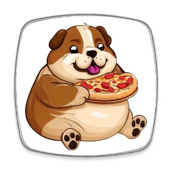 Pug with Pizza, Charming Dog Design - Square fridge magnet - white - Front