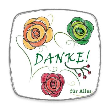 Danke für Alles, Blumenstrauß - Viereckiger Kühlschrankmagnet - Weiß - Vorne