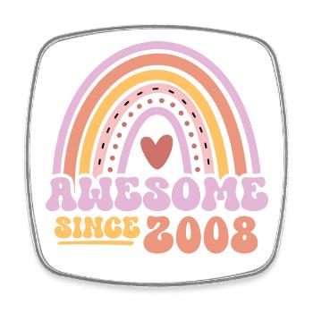 Großartig seit 2008 Retro Vintage Geburtstag - Viereckiger Kühlschrankmagnet - Weiß - Vorne