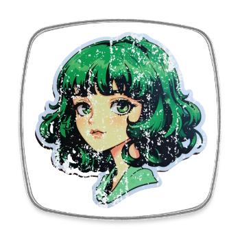 Green Kawaii Anime / Manga Girl - Viereckiger Kühlschrankmagnet - Weiß - Vorne