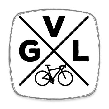GVL Gravel Bike Fahrrad Radfahrer Radfahrerin - Viereckiger Kühlschrankmagnet - Weiß - Vorne