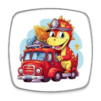 Dinosaur Fire Brigade Adventure - Dragon - Magnet carré - blanc - Devant