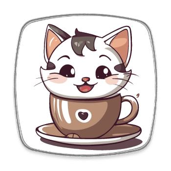 Chatcolate #1 - Viereckiger Kühlschrankmagnet - Weiß - Vorne