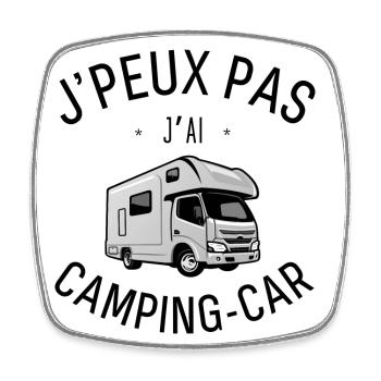 J peux pas j ai Camping car - Magnet carré - blanc - Devant