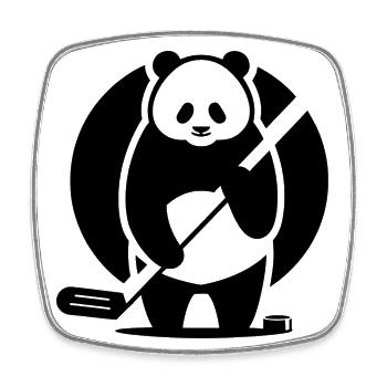 Panda Eishockey Spieler Silhouette - Viereckiger Kühlschrankmagnet - Weiß - Vorne