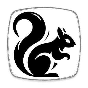 Minimalistische Eichhörnchen-Silhouette - Viereckiger Kühlschrankmagnet - Weiß - Vorne