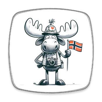 Norwegen-Enthusiast Elch - Viereckiger Kühlschrankmagnet - Weiß - Vorne