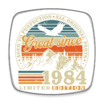 Great Since 1984 Vintage Birthday Gift - Square fridge magnet - white - Front
