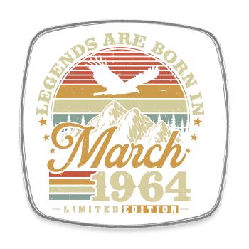 Mars 1964 Vintage Born Vintage Anniversaire - Magnet carré - blanc - Devant