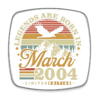 March 2004 Vintage Born Vintage Birthday - Square fridge magnet - white - Front