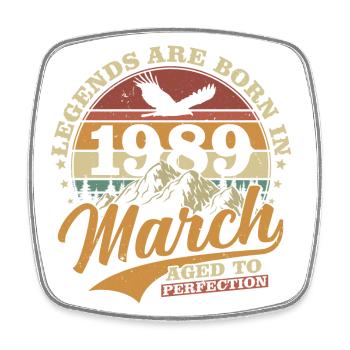 Mars 1989 Vintage Born Vintage Anniversaire - Magnet carré - blanc - Devant