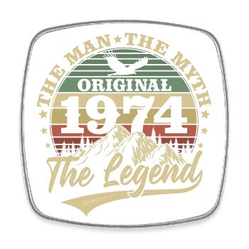 1974 Vintage anniversaire homme mythe légende - Magnet carré - blanc - Devant