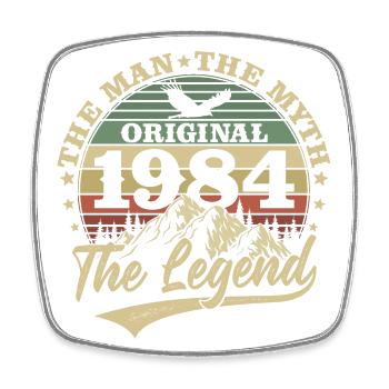 1984 Vintage Birthday Man Myth Legend - Square fridge magnet - white - Front