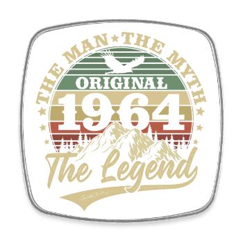 1964 Vintage anniversaire homme mythe légende - Magnet carré - blanc - Devant