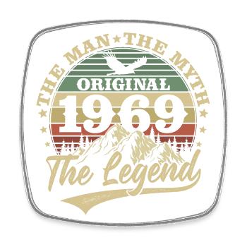 1969 Vintage anniversaire homme mythe légende - Magnet carré - blanc - Devant