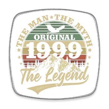1999 Vintage anniversaire homme mythe légende - Magnet carré - blanc - Devant