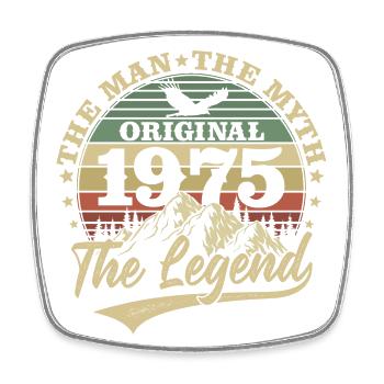 1975 Vintage Birthday Man Myth Legend - Square fridge magnet - white - Front